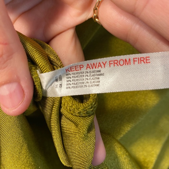 NEW Free People|| asymmetric bodysuit in olive green. Size Medium - Picture 9 of 10